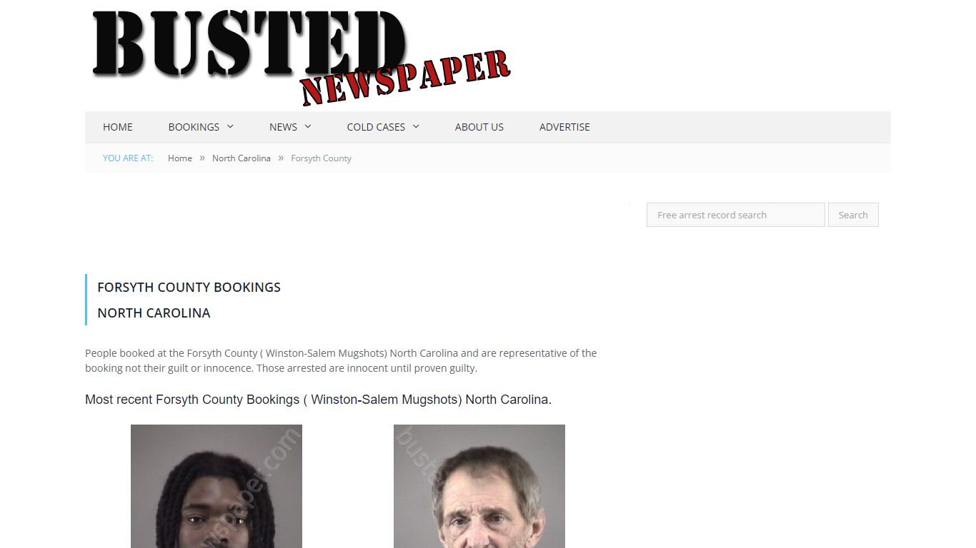 Forsyth County, NC ( Winston-Salem NC ) Mugshots - BUSTED NEWSPAPER