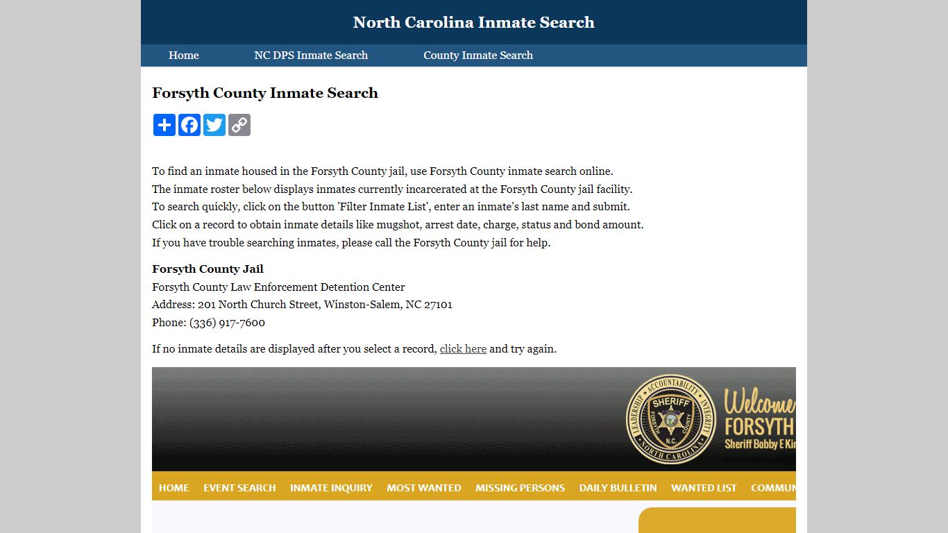 Forsyth County Inmate Search