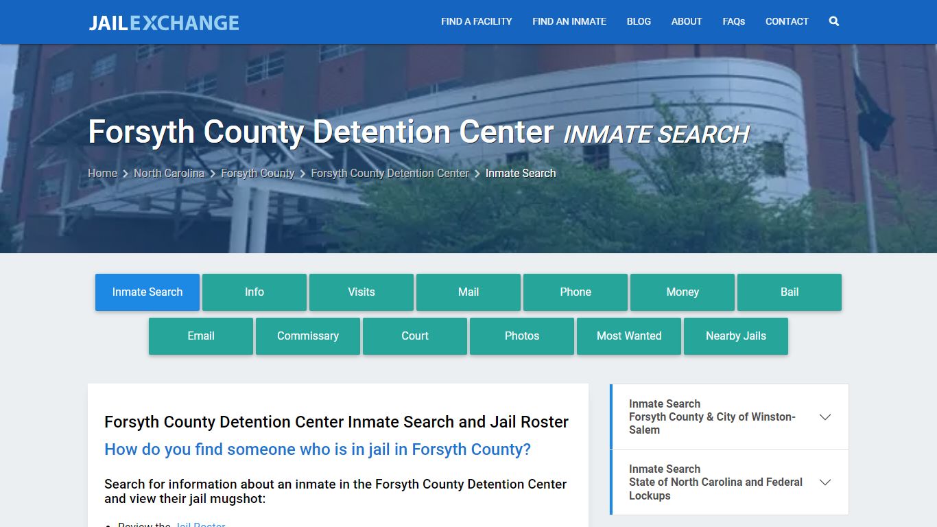 Forsyth County Detention Center Inmate Search - Jail Exchange